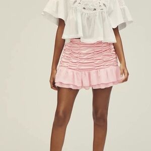 NWT Maeve anthropologie mini skirt in a soft blush pink satin chiffon.